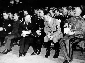 Walther: Himmler in conversation with Hitler during an SS concert