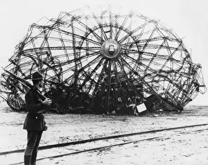 Manmade: Hindenburg wreckage guarded by a soldier at the