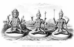 Hindu: The Hindu Trinity (Trimurti): left to right; Brahma