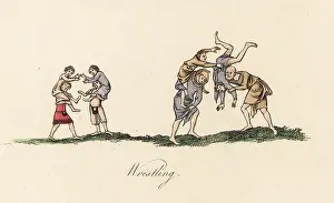 Piggyback: Hippas wrestling, 14th century