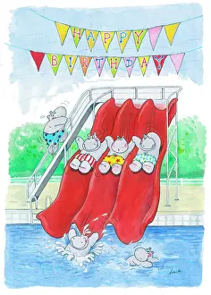 Hippos: Hippos on a water slide