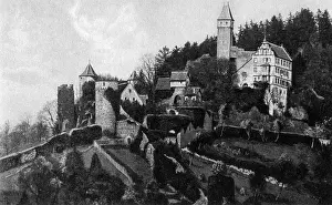 Tuebingen: Hirschhorn, castle, view, postcard by Meth Brothers