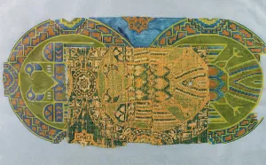 Weave: Hispano-Arabic. Tissue of green eagles. 11th-12th c. From Ca