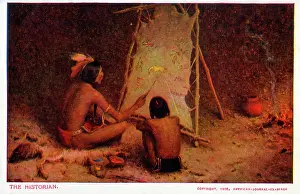 Pictograms: The Historian - Indian Elder teaches boy using pictograms