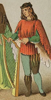Cesar: History of England. 1450-1500. Minstrel. Chromolithography