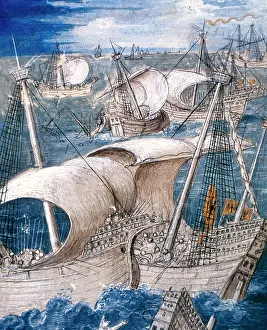 Gaul: History of Gaul. Naval battle between the fleets of Caesar a