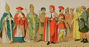 Ecclesiastical: History of Italy. 1300. From left to right: Pope