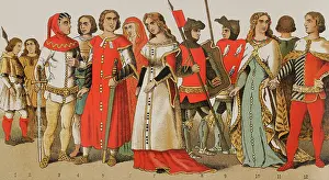 1300s: History of Spain. 1300. From left to right: hunters