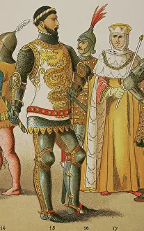 Duchy: Histoy of Italy. 1300. From left to right: Bernabo