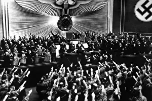 Reacted: Hitler accepts the ovation of the Reichstag after