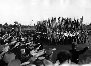1933 1945: Hitler, Blomberg and Goering at the flag parade on the D