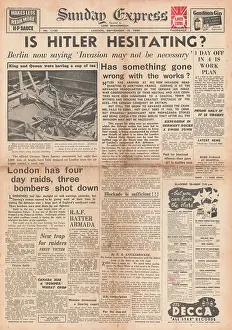 Hesitates: Hitler hesitates at Invasion of Britain