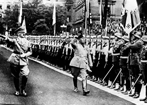 Navel: Hitler and Mussolini inspect troops in Berlin, WW2