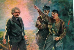 Xxth: Hitler pointing at Einstein to leave Germany