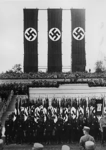 Ralley: Hitler at a speech during the Ralley of Victory, 1933
