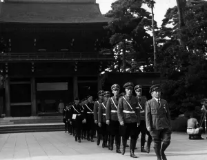 Tenno: Hitler Youth group at the Meiji Shrine in Tokyo, 1938