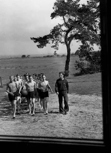 Practicing: Hitler Youth members practicing sports in a