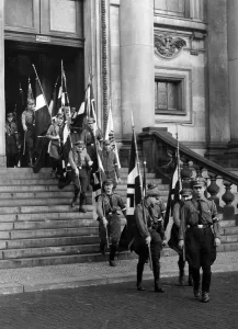 Incorporation: Hitler youth standard bearers, 1934