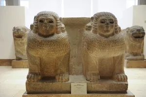 Pergamon: Hittites. Column base with double sphinx from the entrance o