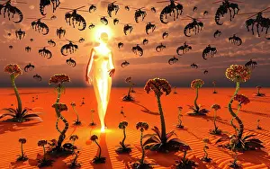 Midair: A hive queen and insectoid drones on an alien world