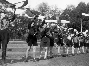 Premilitary: HJ members with model airplanes in Berlin