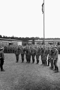 Trainers: HJ members at roll call in the military training camp, 1