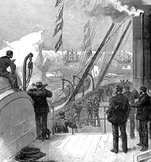 Nares: HMS Alert and HMS Discovery seen from the deck of HMS