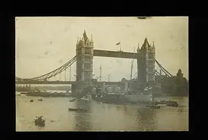 Hazard: HMS Hazard on River Thames, Tower Bridge