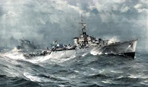 Acknowledging: HMS Helmsdale, North Atlantic, 1944
