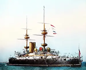HMS Jupiter, Royal Navy, probably circa 1900 (hand