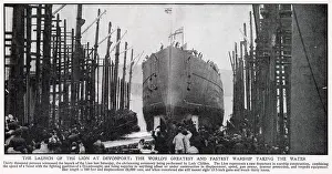 Devonport: HMS Lion - launch at Devonport 1910
