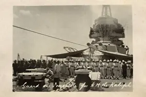 Caliph: HMS Marlborough - Forecastle Guard awaiting Sultan's arrival