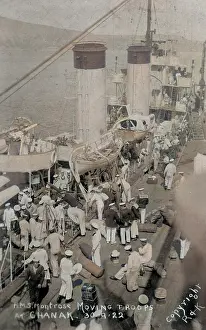 Chanak: HMS Montrose at Canakkale - troops in transit