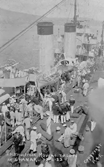 Chanak: HMS Montrose at Canakkale - troops in transit