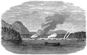 Plundered: HMS Sutlej and HMS Devastation attacking an Indian villa
