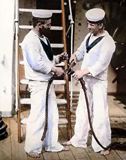 Tartar: HMS Tartar, splicing rope, Royal Navy, probably