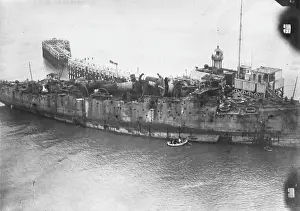 Vindictive: HMS Vindictive at Ostend, Belgium, WW1