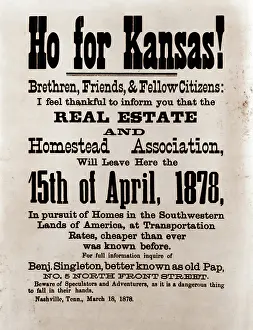 Nicodemus: Ho for Kansas! A broadside by Benjamin Singleton