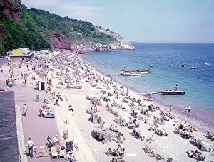 Kiosks: Holidaymakers at Oddicombe Beach, Torquay, Devon