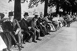 Approx: Holidaymakers in a spa park, approx. 1900