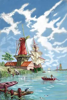 Netherlander: Holland. 19th century. Canal