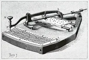 Census: Hollerith tabulator. Machine for punching information