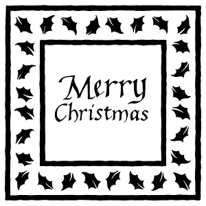 Scard: Holly Border with Merry Christmas