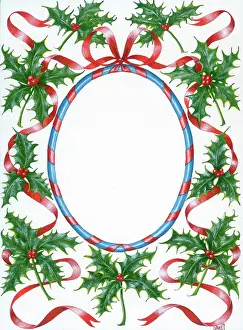 Ashe: Holly Border with red ribbon
