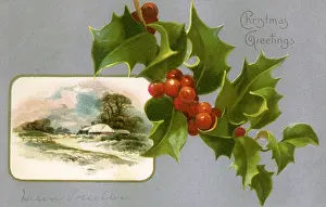 Bough: Holly and Country Scene