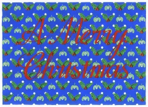 Cursive: Holly and Mistletoe with A Merry Christmas
