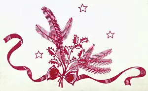 Sprigs: Holly and pine bunch with ribbon and stars