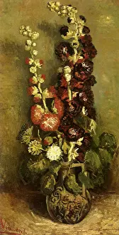 Hollyhocks: Hollyhocks in Vase, by Van Gogh