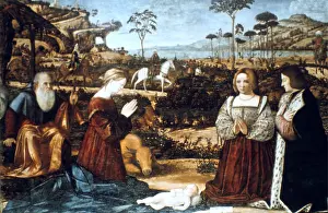 1530: The Holy Family and Donors, 1530. Vittore Carpaccion