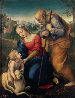 Raffaello: The Holy Family with a Lamb, by Raphael